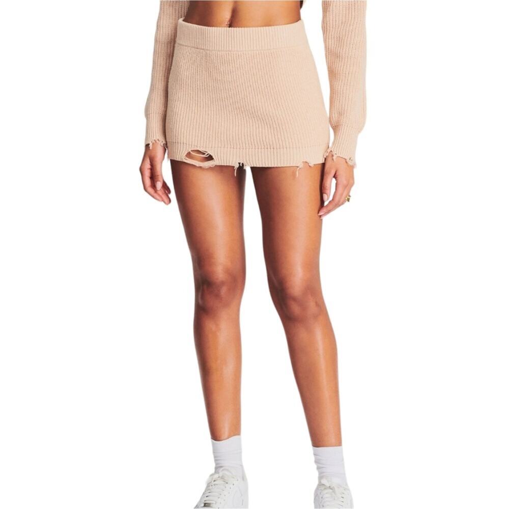 Ser.o.ya Alora Mini Skirt in Cappuccino Distressed Ripped